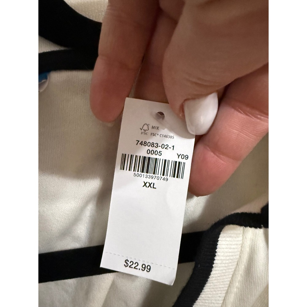 Old Navy Womens XXL White Black Trim V-Neck Short Sleeve Polo Shirt - Picture 4 of 4